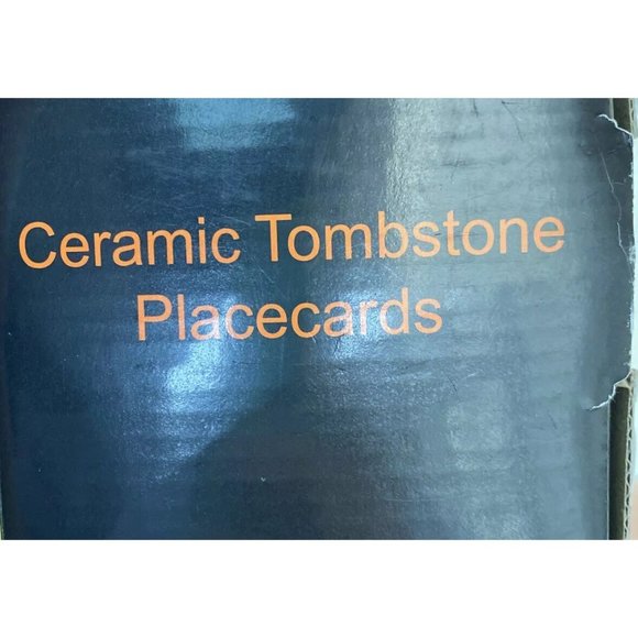 HARRY AND DAVID HALLOWEEN CERAMIC GHOST TOMBSTONE PLACE CARDS, (4), EUC - Picture 6 of 6